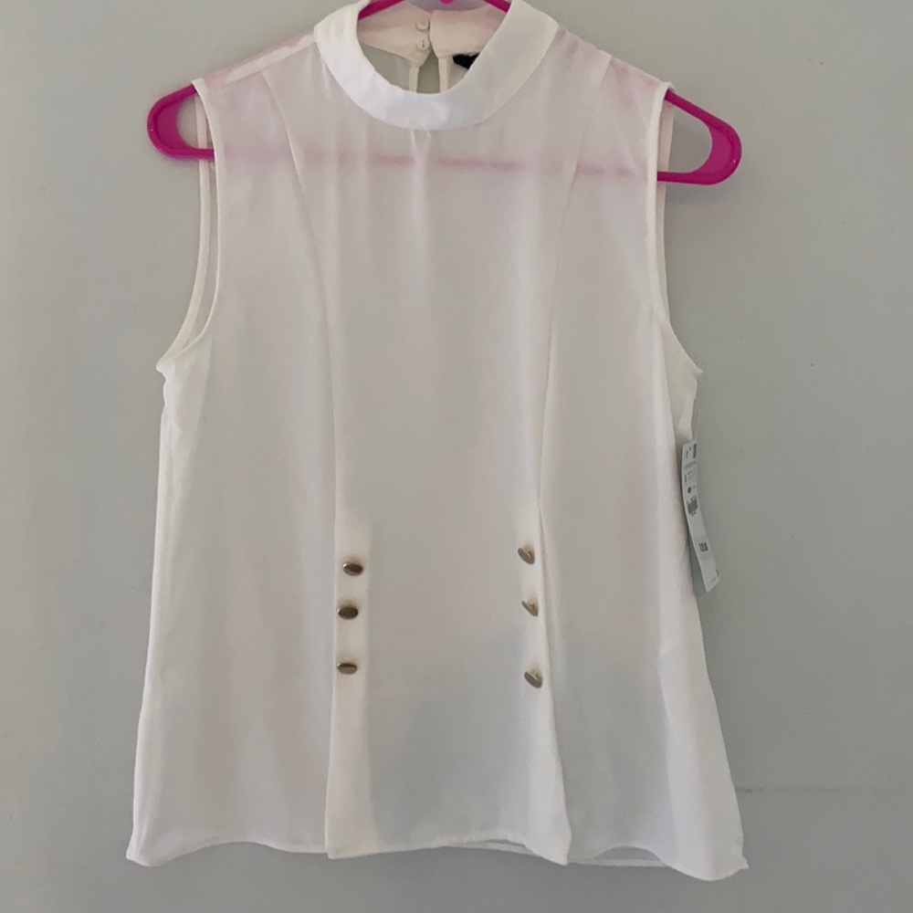 Zara Sleeveless Mock Neck Blouse
